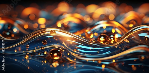 Golden water drops on the s...