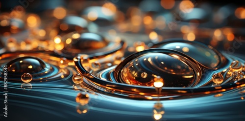 Golden water drops on the s...