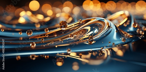 Golden water drops on the s...