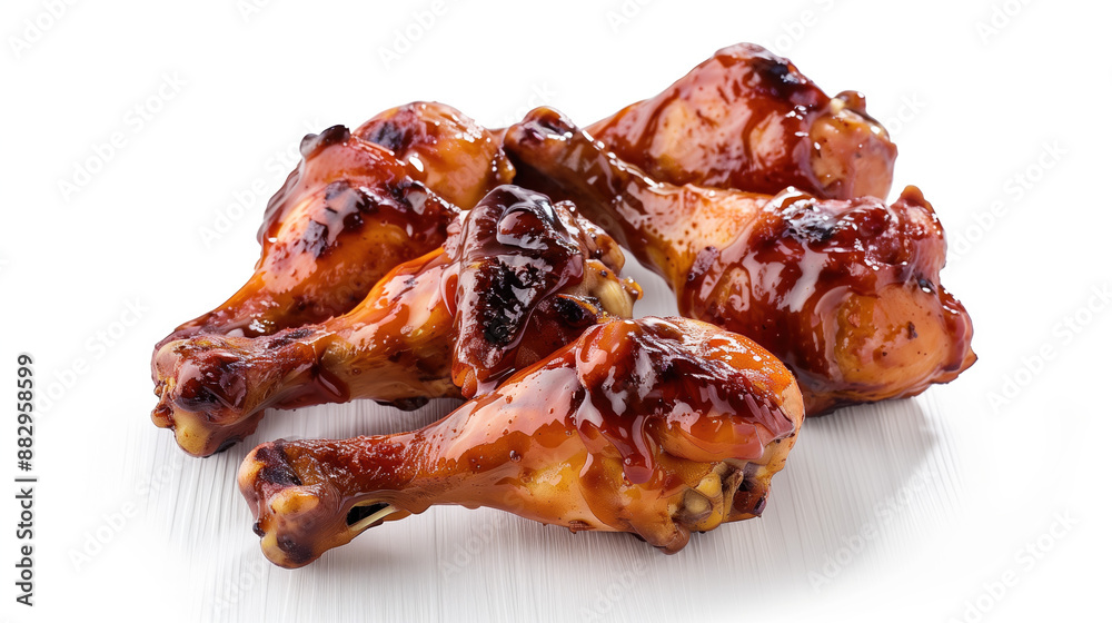 Tasty maple glazed chicken in sheet turnaround, gourmet roasted chicken with rich maple flavor, culinary delight for advertisement, on white background