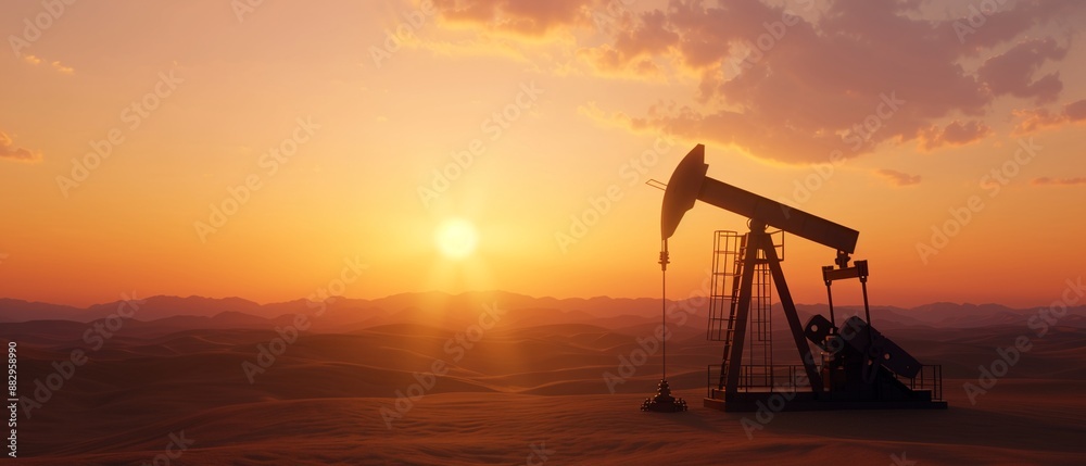Crude oil extraction, massive drilling rig, augmented reality overlays, desert backdrop, high contrast, futuristic technology, photorealistic, scifi Crude oil extraction, massive drilling rig, augmented reality overlays, desert backdrop, high contrast, futuristic technology, photorealistic, scifi