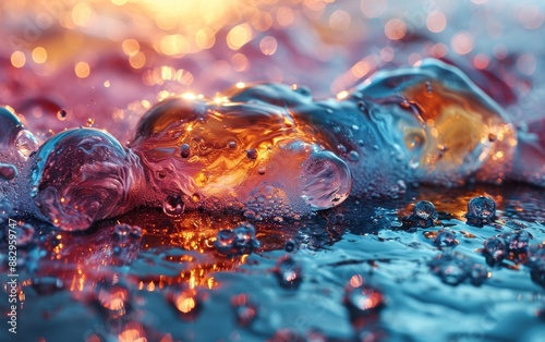 Golden water drops on the s...