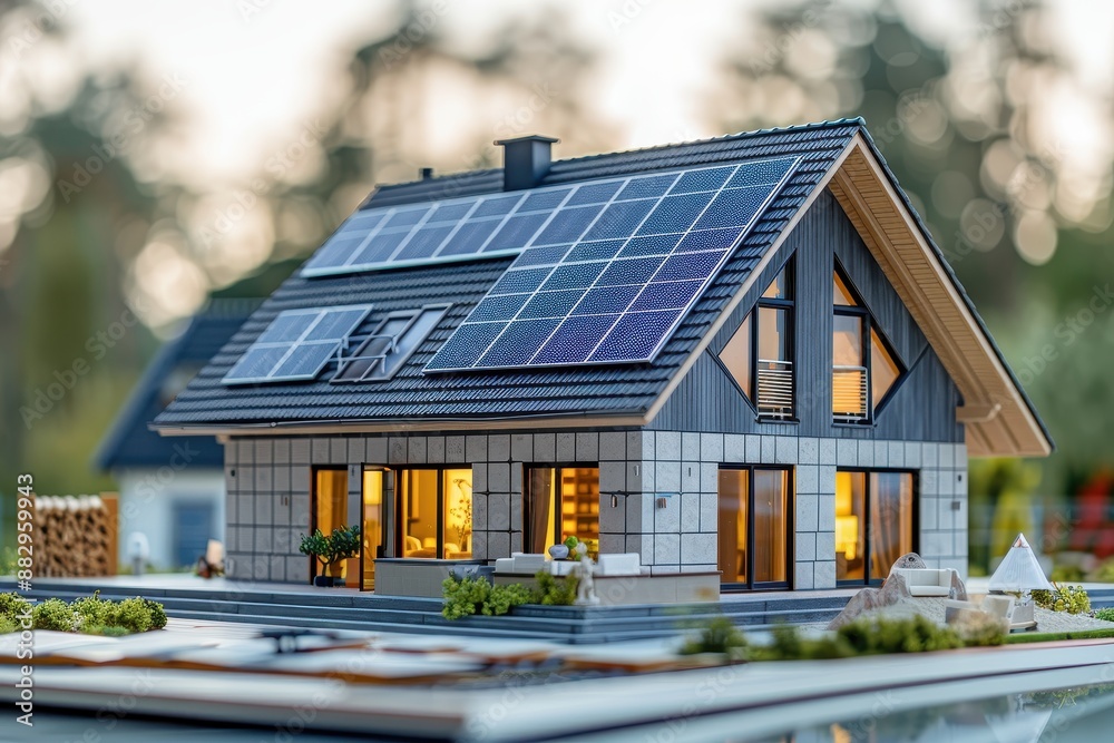 Modern House with Solar Panels Modern House with Solar Panels