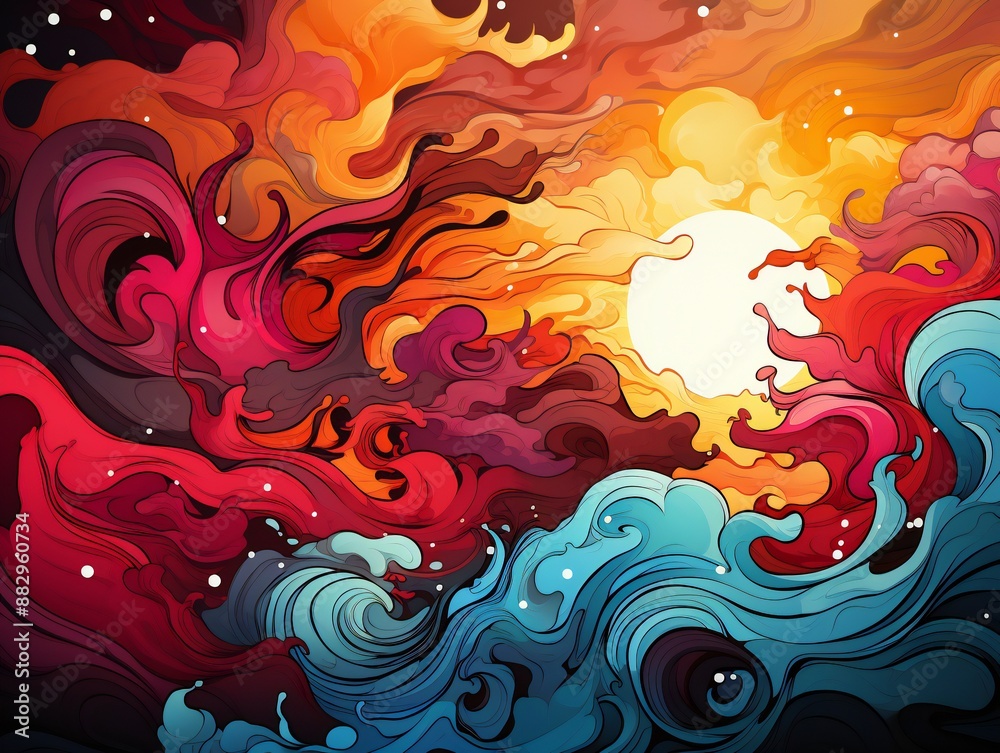 Colorful abstract background with waves and splashes. Colorful abstract background with waves and splashes.