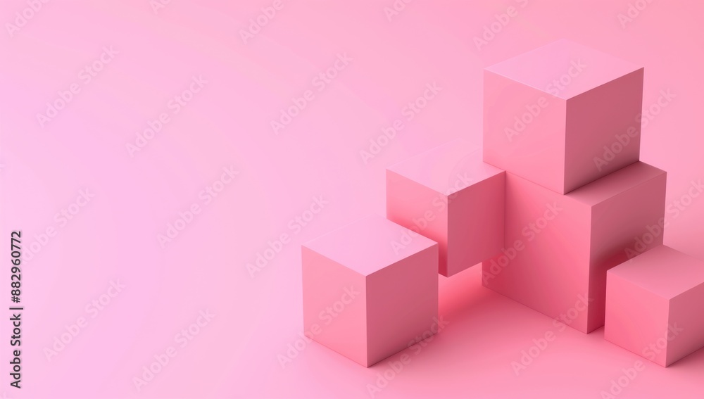 Abstract Pink Cubes Composition Abstract Pink Cubes Composition