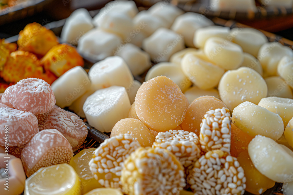 Close-up of Various Candies in a Basket.