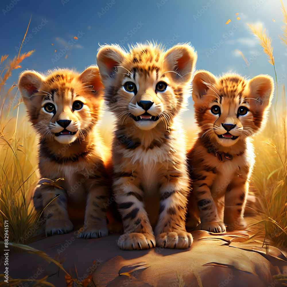 Obraz premium Wild cat Cute cubs