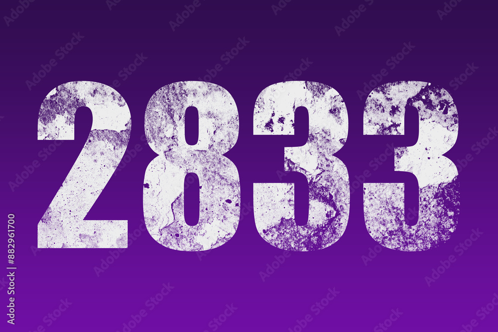 flat white grunge number of 2833 on purple background. flat white grunge number of 2833 on purple background.