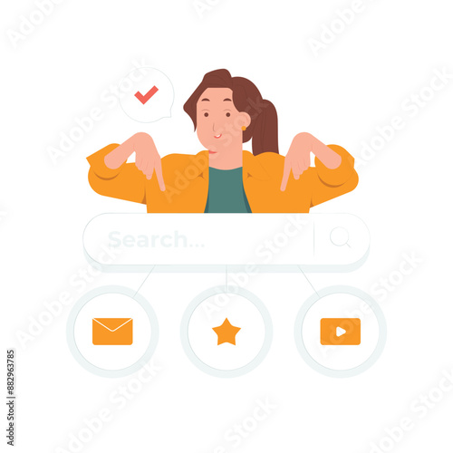 Online search engine web browser, seo optimization analytic concept illustration