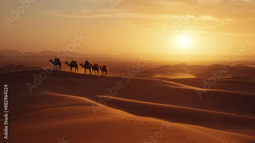 Wallpaper Mural Camel caravan on sand dunes on dessert Torontodigital.ca