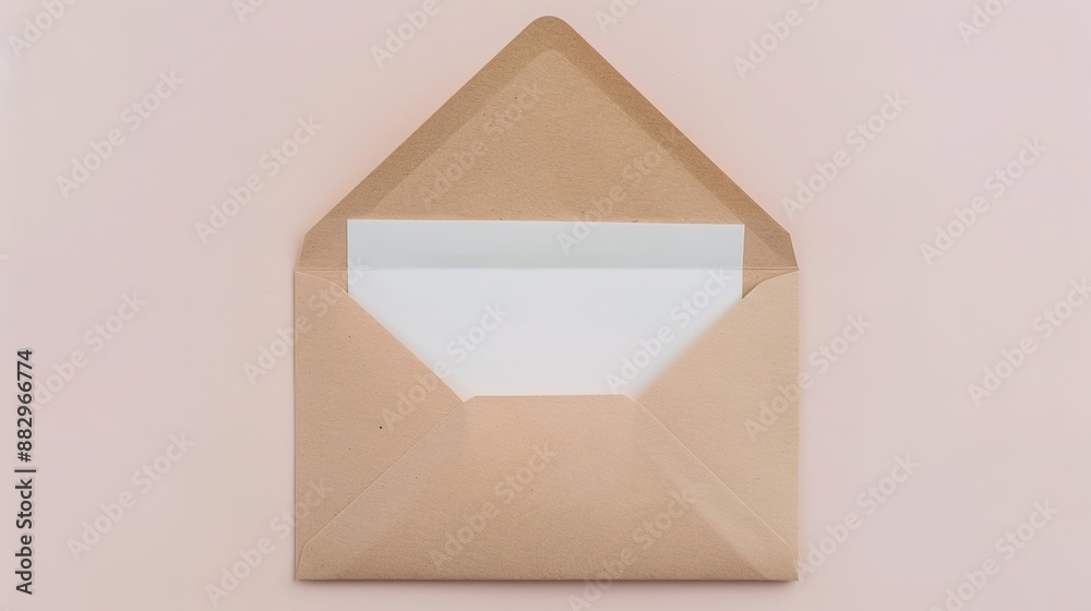 Top View of Opened Rectangular Envelope with Paper Top View of Opened Rectangular Envelope with Paper