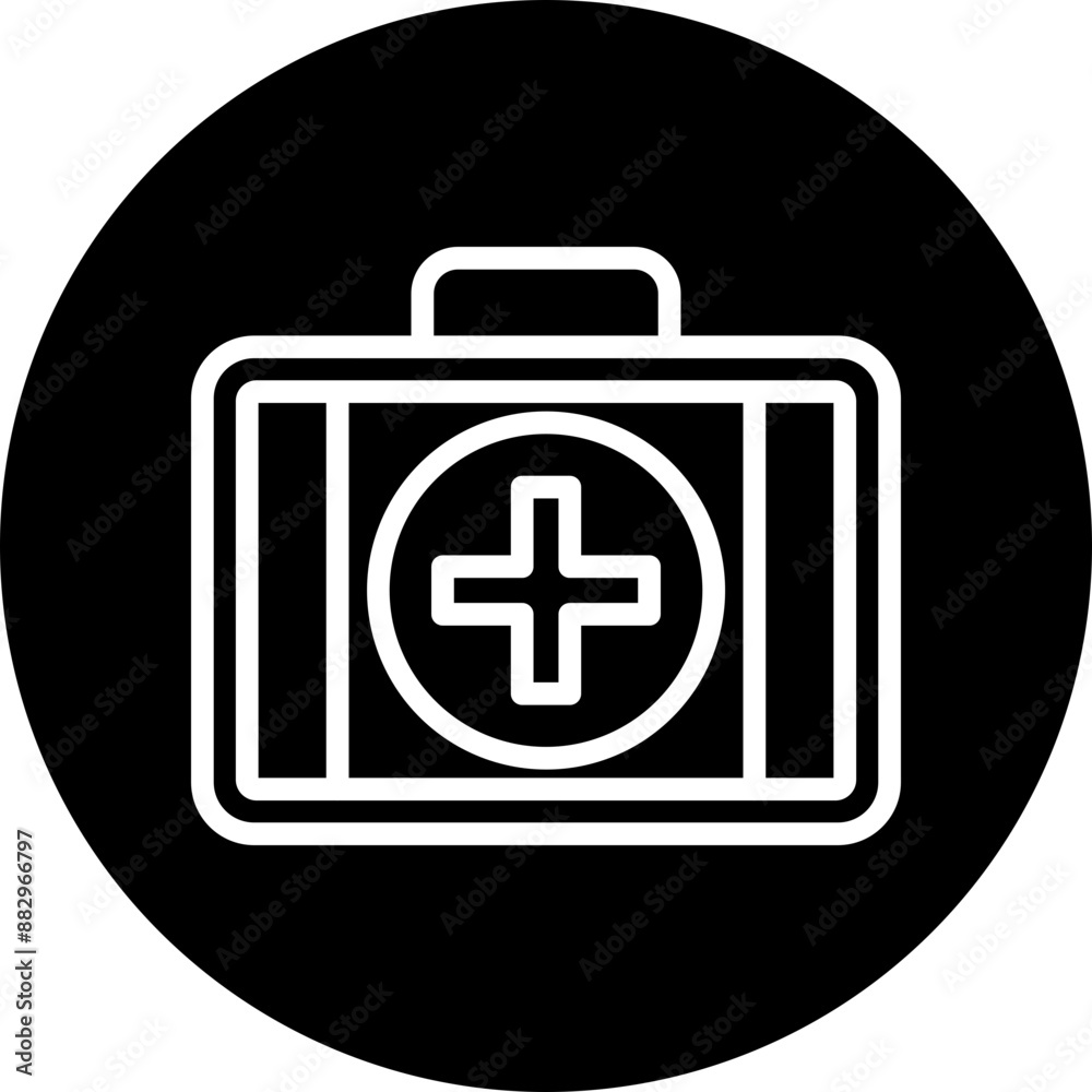 First aid kit Vector Line White Circle Black First aid kit Vector Line White Circle Black