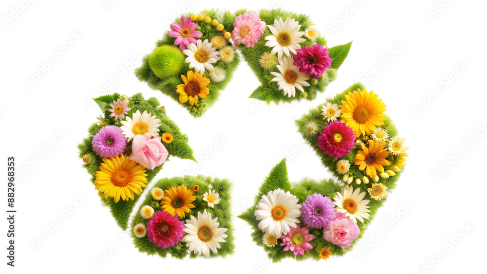 recycle symbol a made from flowers, Eco friendly concept recycle symbol a made from flowers, Eco friendly concept