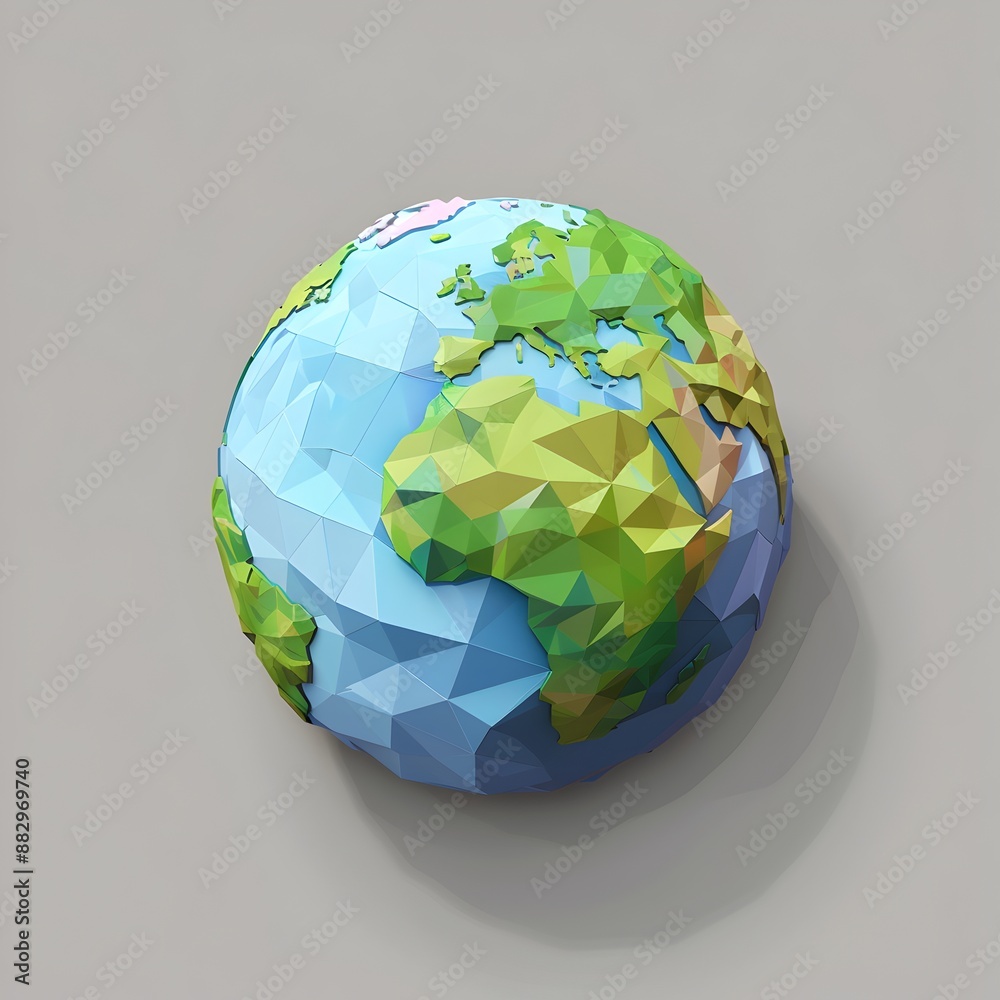 3d vector icon of earth globe with green and blue color, polygonal ...