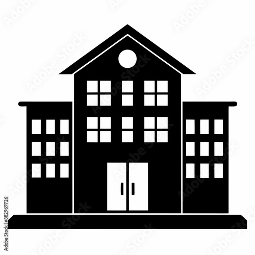Dormitory in black color vector silhouette illustration white background