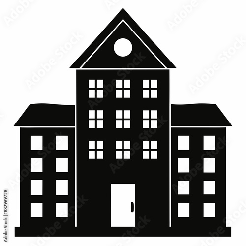Dormitory in black color vector silhouette illustration white background