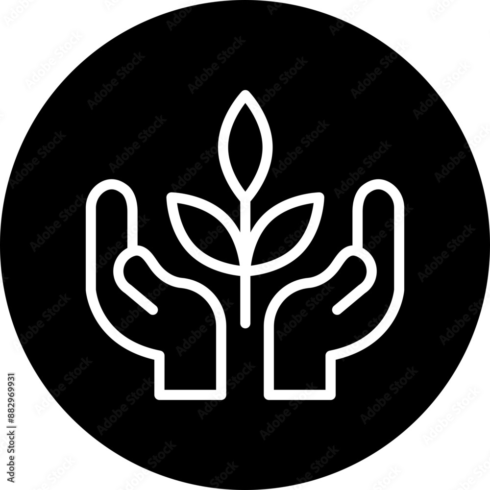 Save Plants Vector Line White Circle Black Save Plants Vector Line White Circle Black