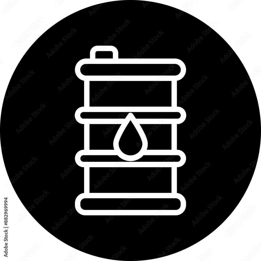 Oil Barrell Vector Line White Circle Black Oil Barrell Vector Line White Circle Black