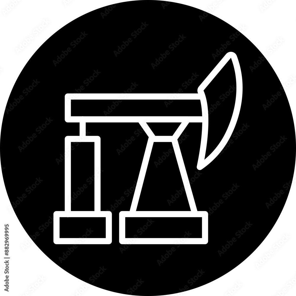 Oil Platform Vector Line White Circle Black Oil Platform Vector Line White Circle Black