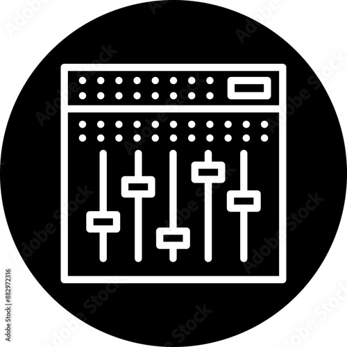 Audio Mixing Vector Line White Circle Black