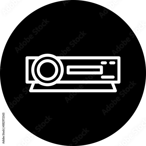 Projector Vector Line White Circle Black