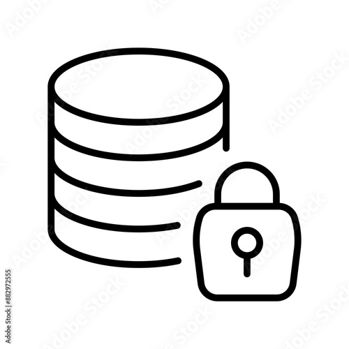 Secure Database Lock Icon, Padlock Data Protection Symbol for Website Security, Server Storage Protection, Password Lock, Information Privacy, Access Control, File Encryption