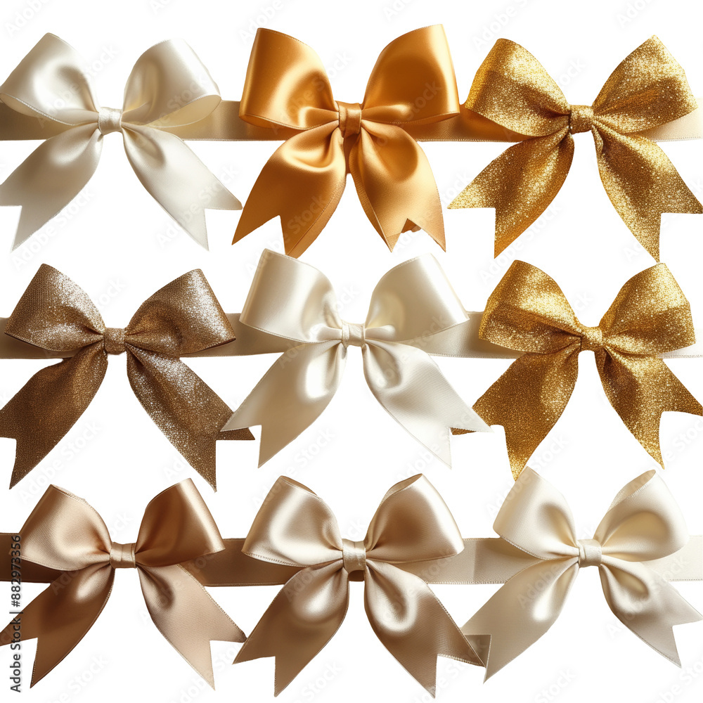 Gift Bows with Ribbons Isolated on Transparent or White Background, PNG Gift Bows with Ribbons Isolated on Transparent or White Background, PNG