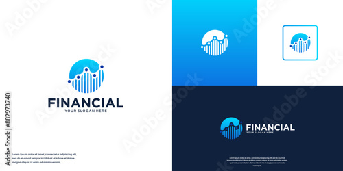 global financial accounting, investment report, logo design template.