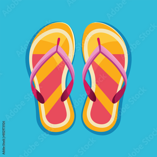 Pair of Flip-Flops vector art : Perfect for Summer and Beach Wear