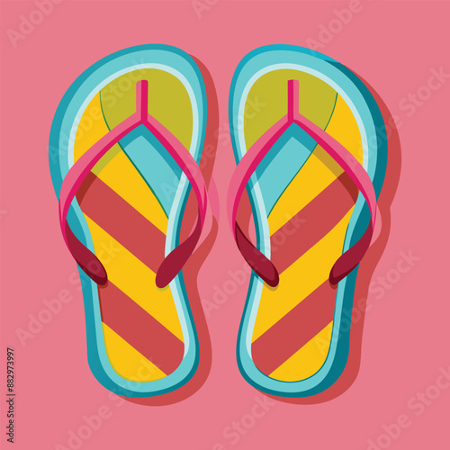 Pair of Flip-Flops vector art : Perfect for Summer and Beach Wear