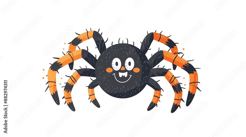 Cute cartoon spider with big eyes and a smile, isolated on white background. Cute cartoon spider with big eyes and a smile, isolated on white background.