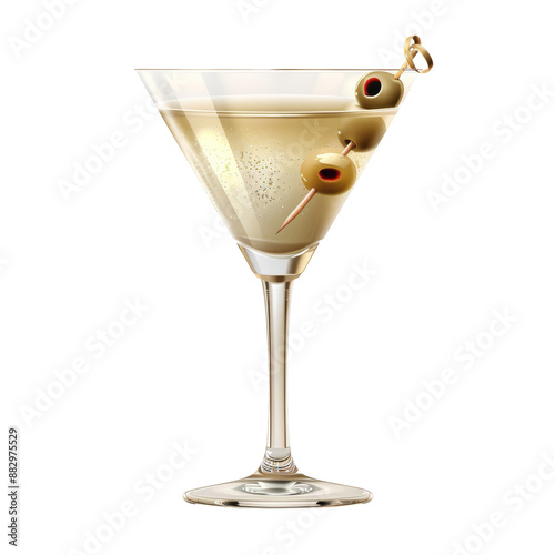Dirty Martini Cocktail Isolated Isolated on Transparent or White Background, PNG