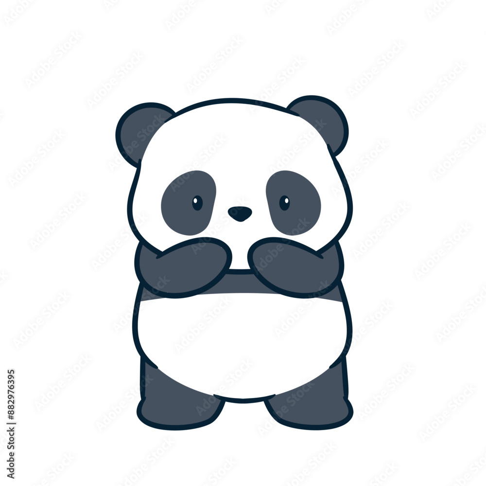 Naklejka premium Adorable Panda Vector is looking at something that makes him interested.