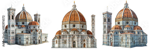 Florence Cathedral in Florence, Italy Isolated on Transparent or White Background, PNG photo