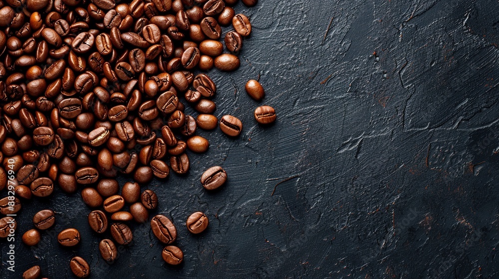 Scattered Coffee Beans on Black Background Scattered Coffee Beans on Black Background