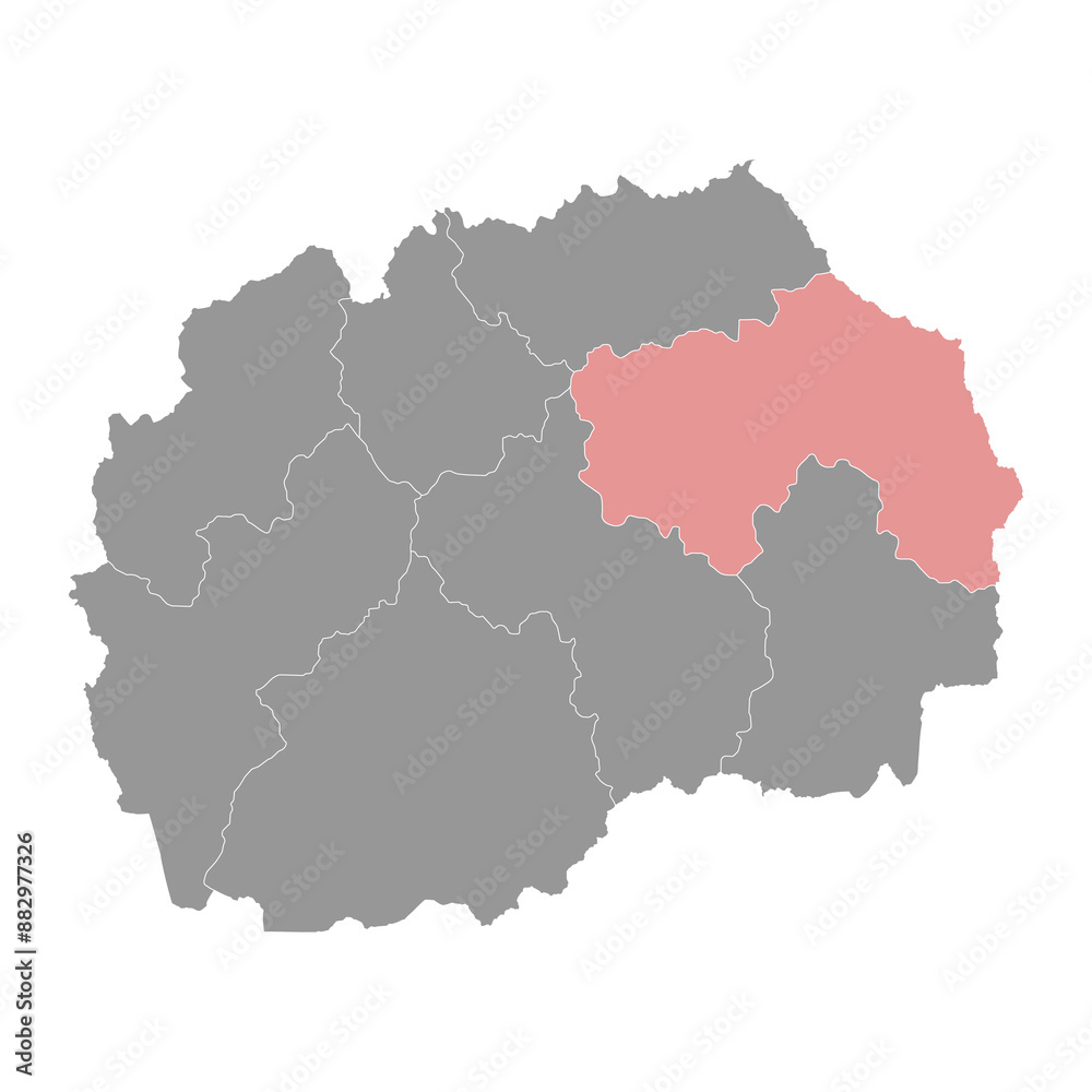 Eastern Statistical Region map, administrative division of North Macedonia. Vector illustration. Eastern Statistical Region map, administrative division of North Macedonia. Vector illustration.