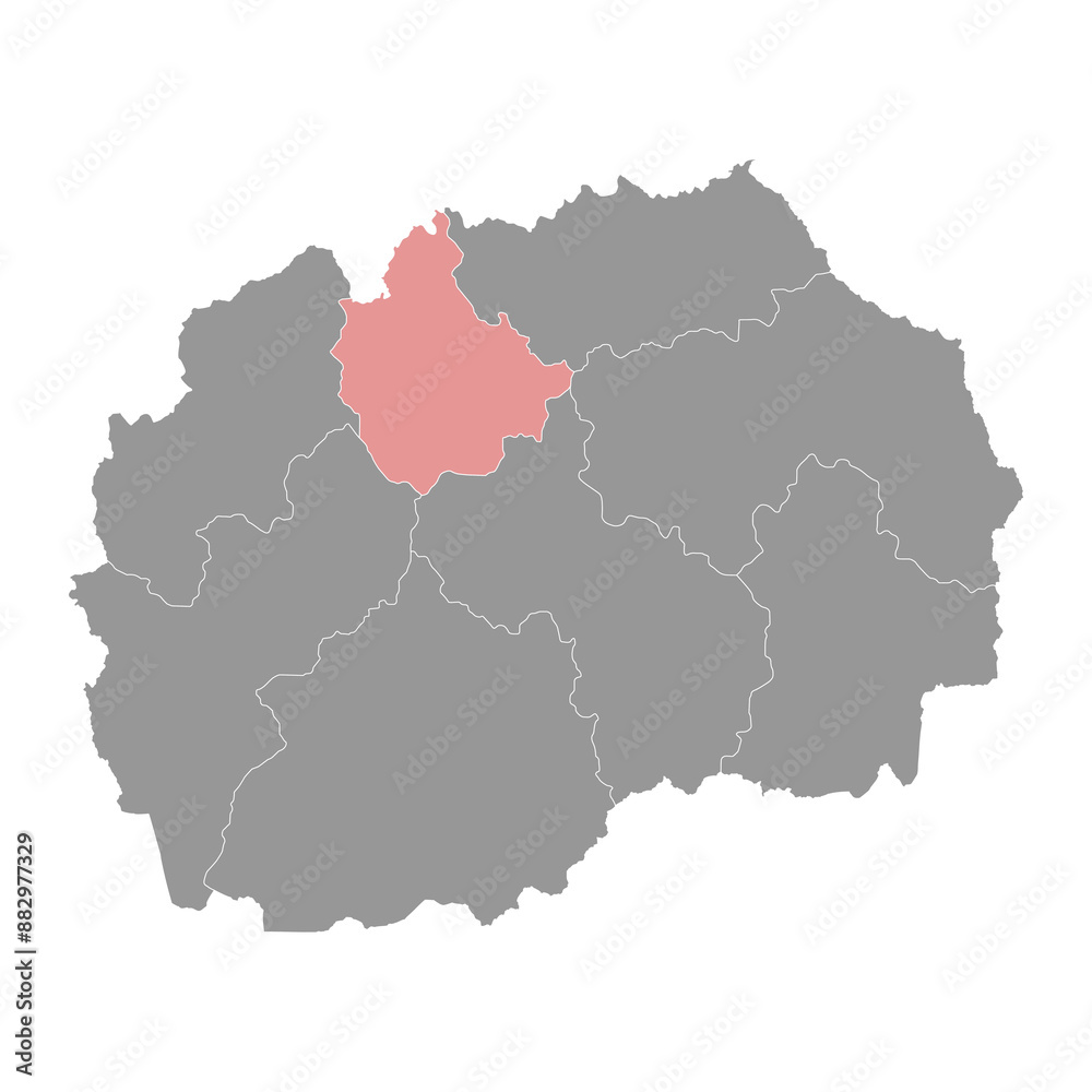 Skopje Statistical Region map, administrative division of North Macedonia. Vector illustration. Skopje Statistical Region map, administrative division of North Macedonia. Vector illustration.