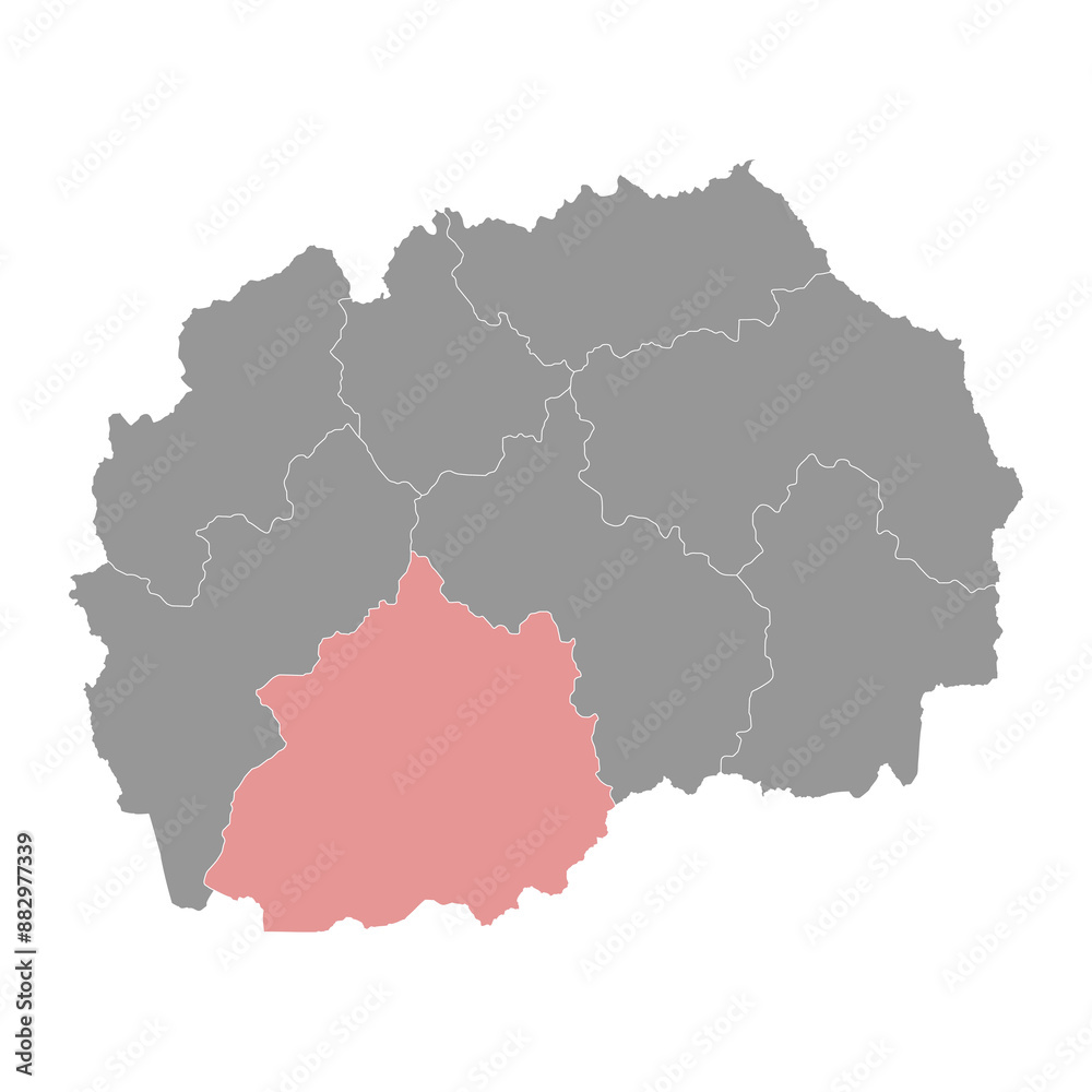 Fototapeta premium Pelagonia Statistical Region map, administrative division of North Macedonia. Vector illustration.