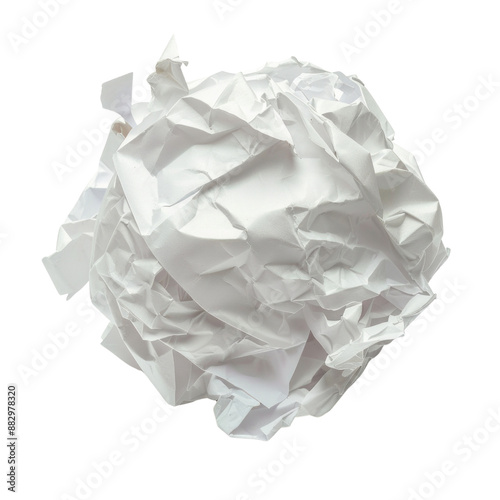 A white piece of paper is crumpled and torn