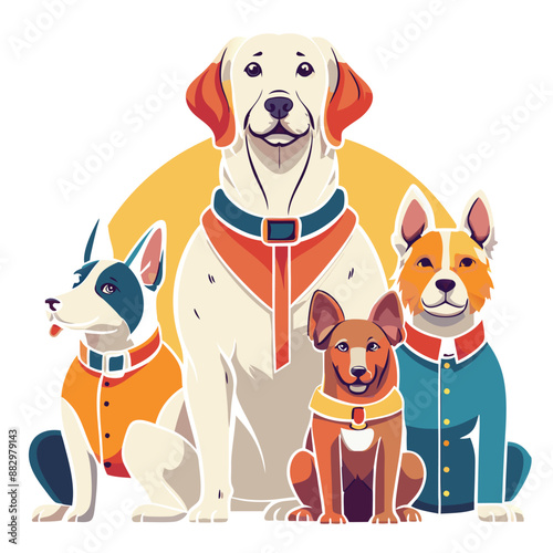 dog, doodle, friends, friendship, graphic, outline, pet, puppy, simplicity, trendy, trust, drawing, hand-drawn, linear, loyal, loyalty, sitting, vignetting, illustration, isolated, minimalistic.