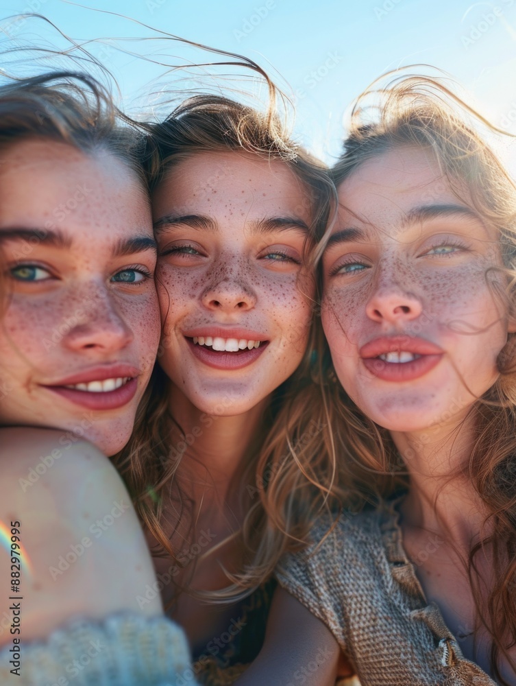 Fototapeta premium A group of young women standing next to each other