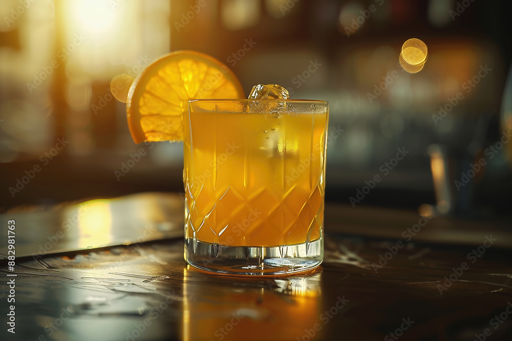 Refreshing orange juice in premium glass with studio lighting and background, cinematic drink photography Refreshing orange juice in premium glass with studio lighting and background, cinematic drink photography