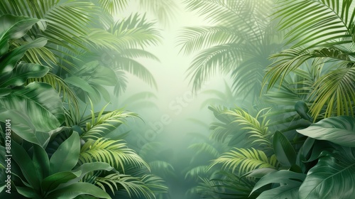 A lush green jungle with a wide open space in the middle