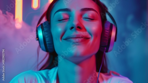 Wallpaper Mural Relaxed smiling woman with closed eyes Torontodigital.ca