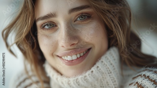 A close-up of someone wearing a sweater