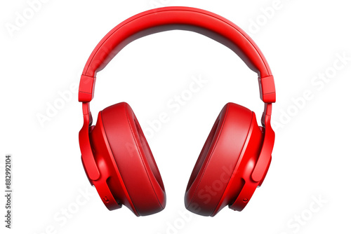 PNG cutout of red headphone gaming headset front view isolated on transparent background