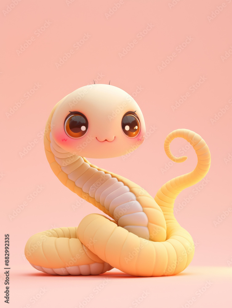 Fototapeta premium Cute cartoon snake 3D