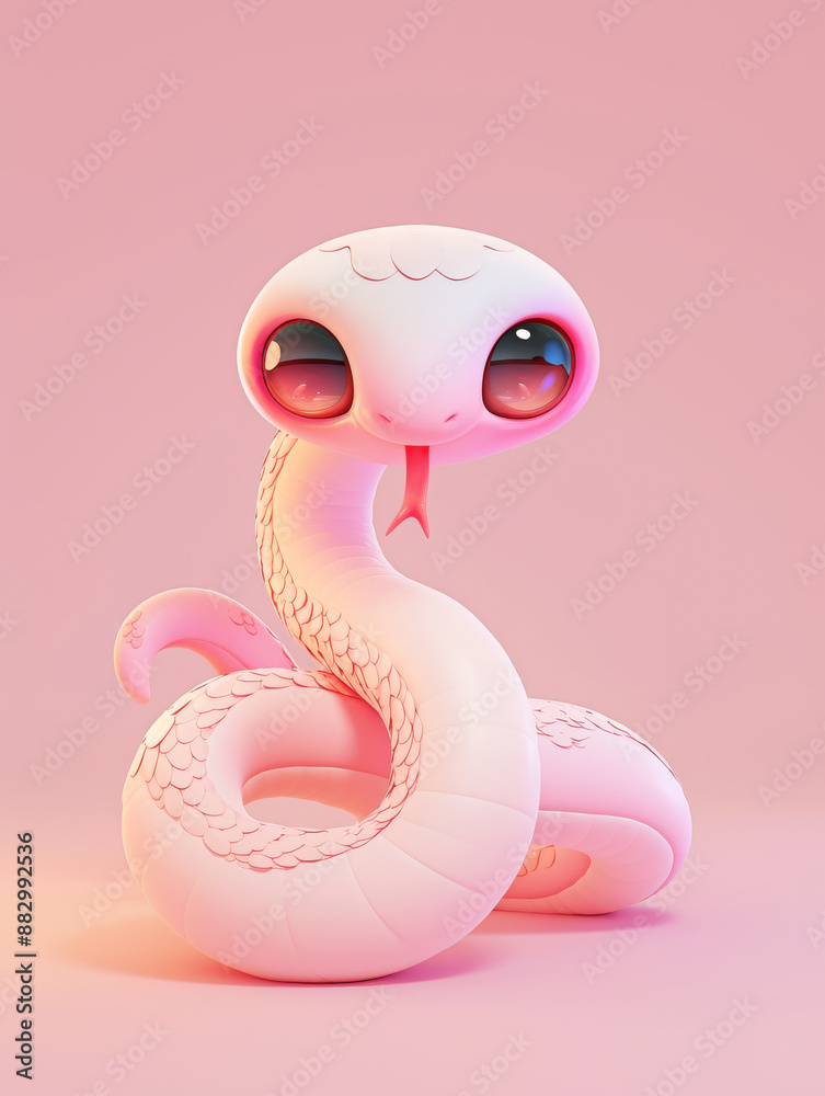Fototapeta premium Cute cartoon snake 3D