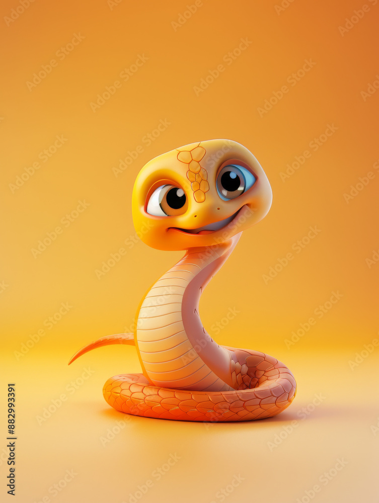 Fototapeta premium Cute cartoon snake 3D