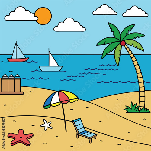 Good Looking vector , cartoon Summer time banner template , illustration clipart painting design